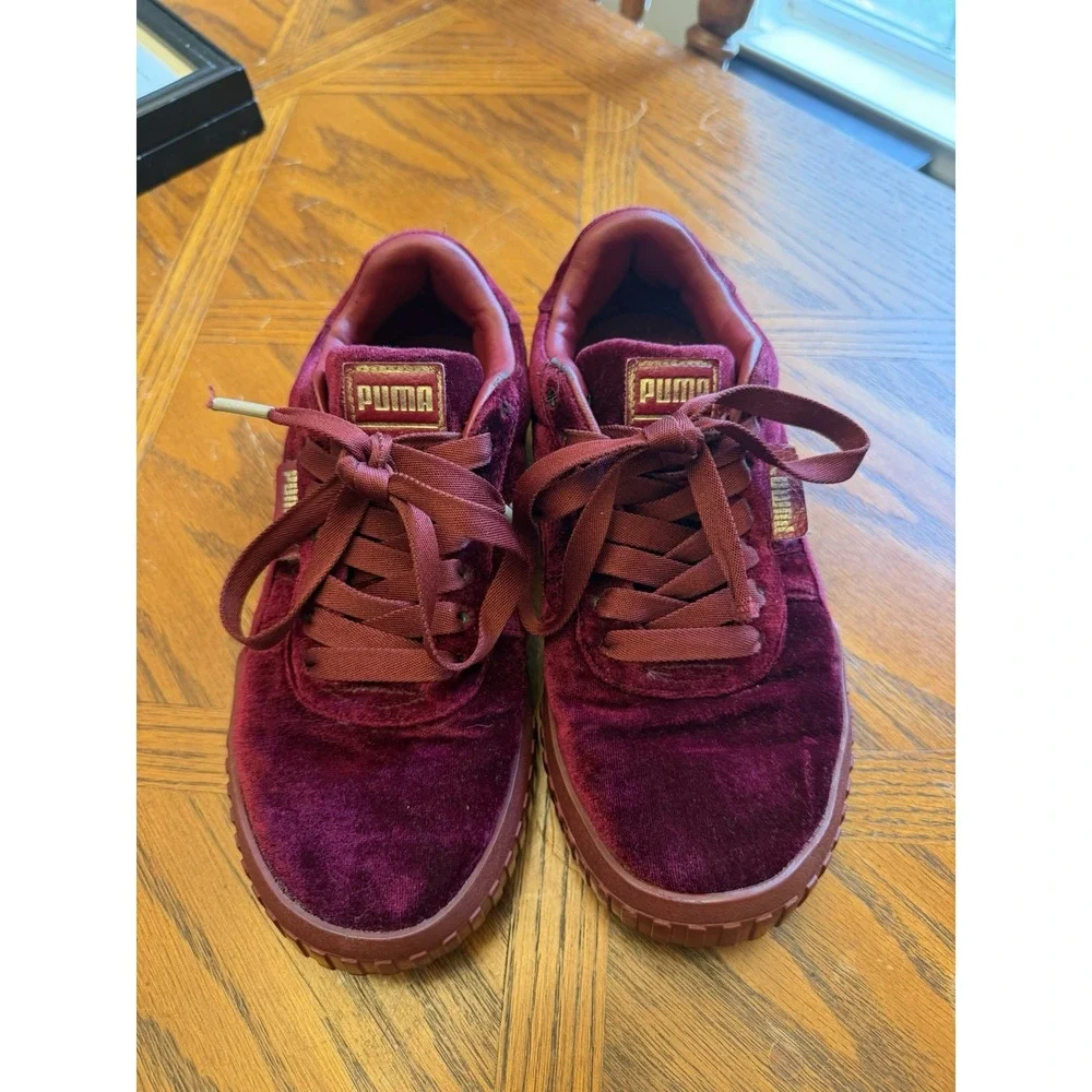 Puma Cali Velvet Red Womens Size 7 Athletic Running Walking Shoes Sneakers